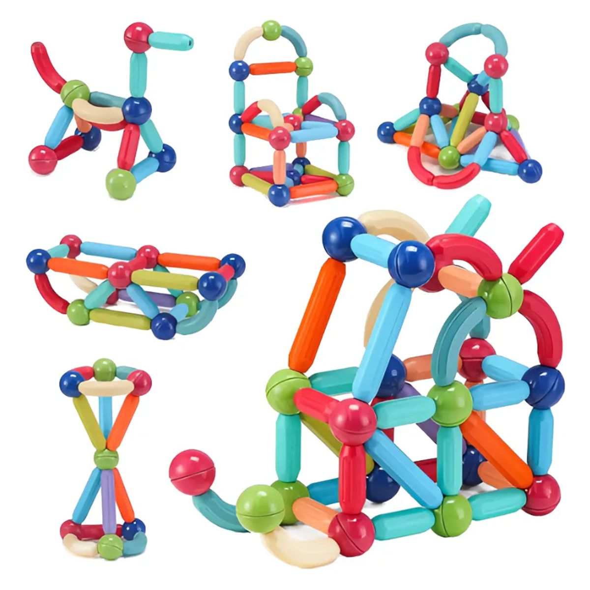 GENERICO - Set Didáctico De Barras Magnéticas 64 Piezas Educativo