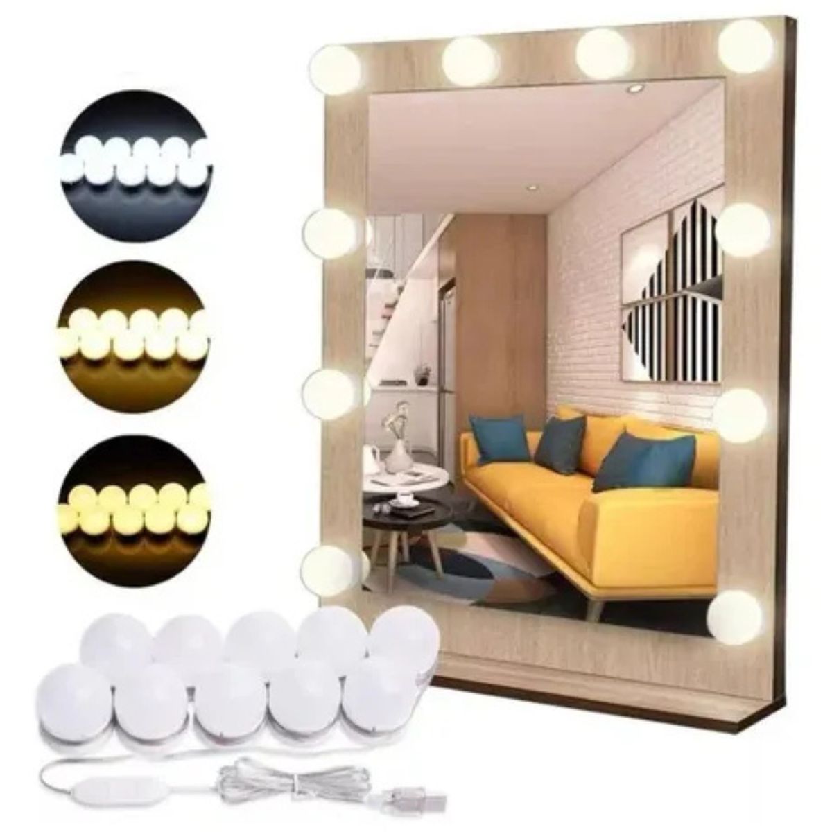 GENERICO - Luces LED Redondas para Espejo de Maquillaje