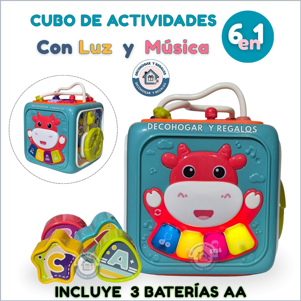 GENERICO - Juguete Cubo Didáctico de Aprendizaje 6 en 1 Actividades Para Bebés