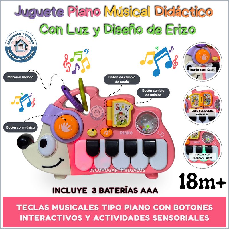 GENERICO Juguete Didáctico Piano Musical Para Bebés Con Luz Teclado de Erizo | Chile