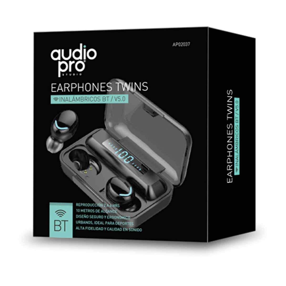 AUDIOPRO - AUDÍFONOS BT 5.0 MANOS LIBRES TOUCH POWER BANK AP02037BK