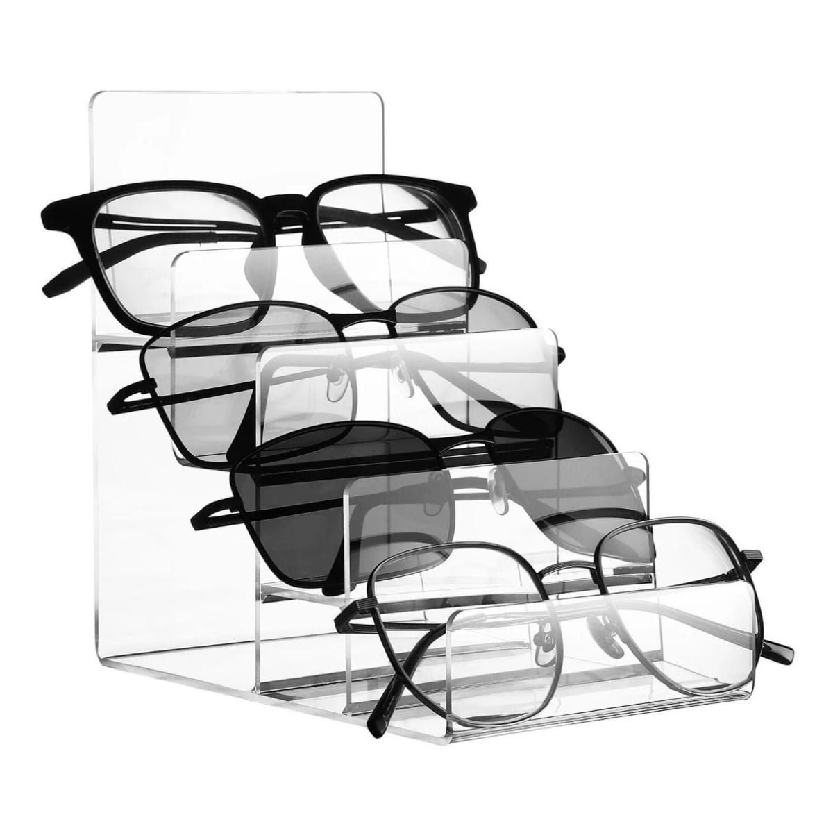 GENERICO - Exhibidor Escalonado de Acrílico Transparente 4 Niveles Gms