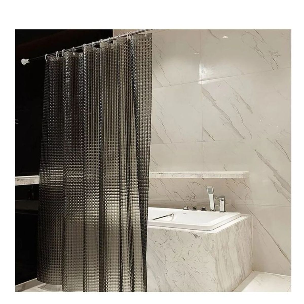 GENERICO - Cortina Baño Ducha Poliester 180x180 Transparente Negro