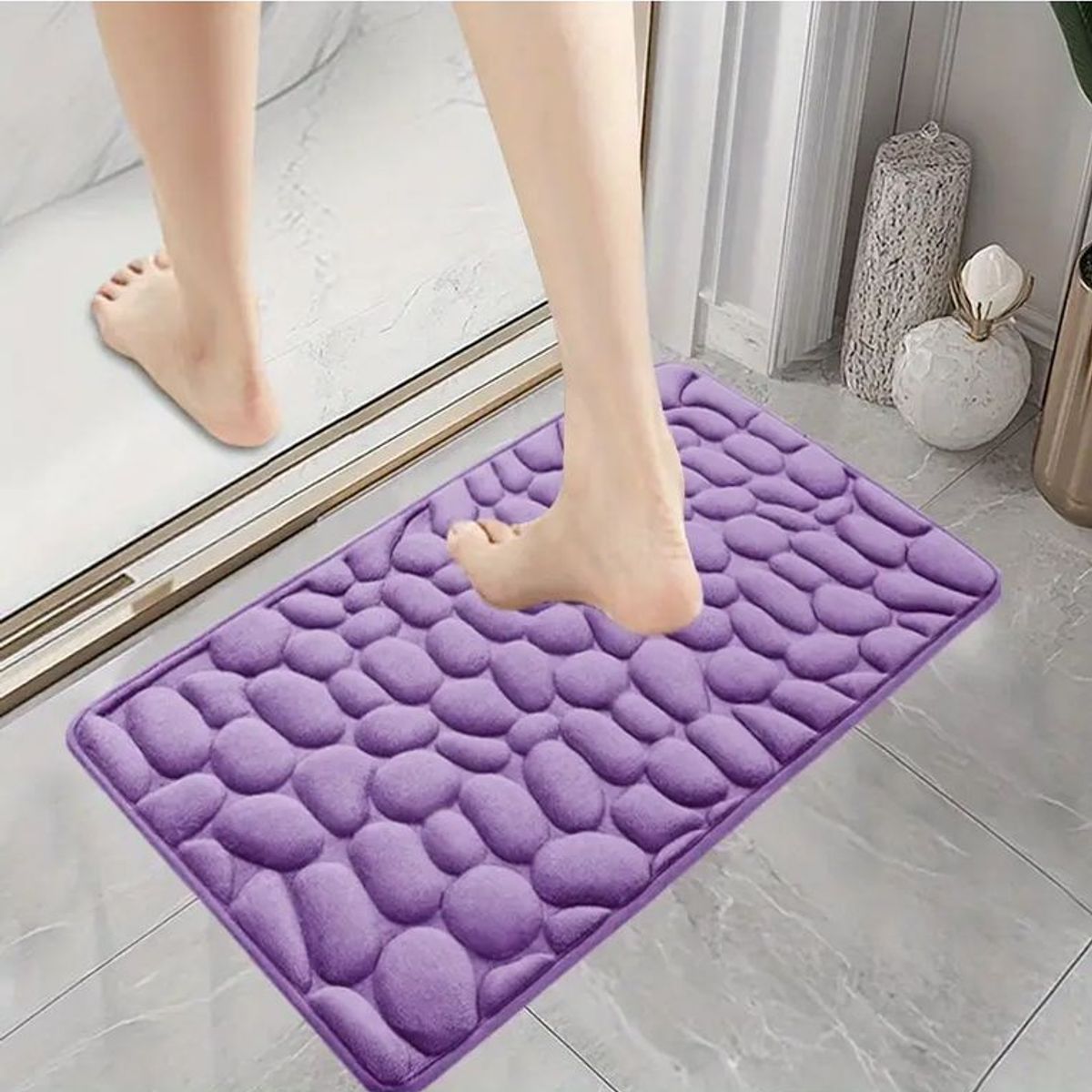 GENERICO - Set de Baño Lila 3 piezas Tapa Cotina Alfombra