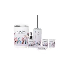 GENERICO - Set Juego De Baño 6 Piezas Accesorios Elegante Plumas