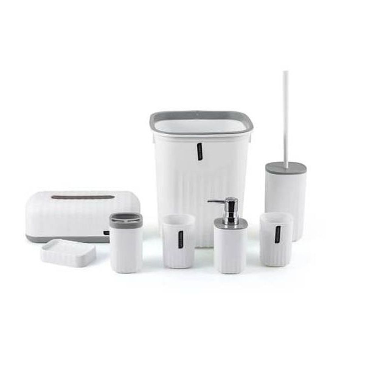 GENERICO - Juego Para Baño 6 Piezas Accesorio Bathroom Cuadrado Blanco