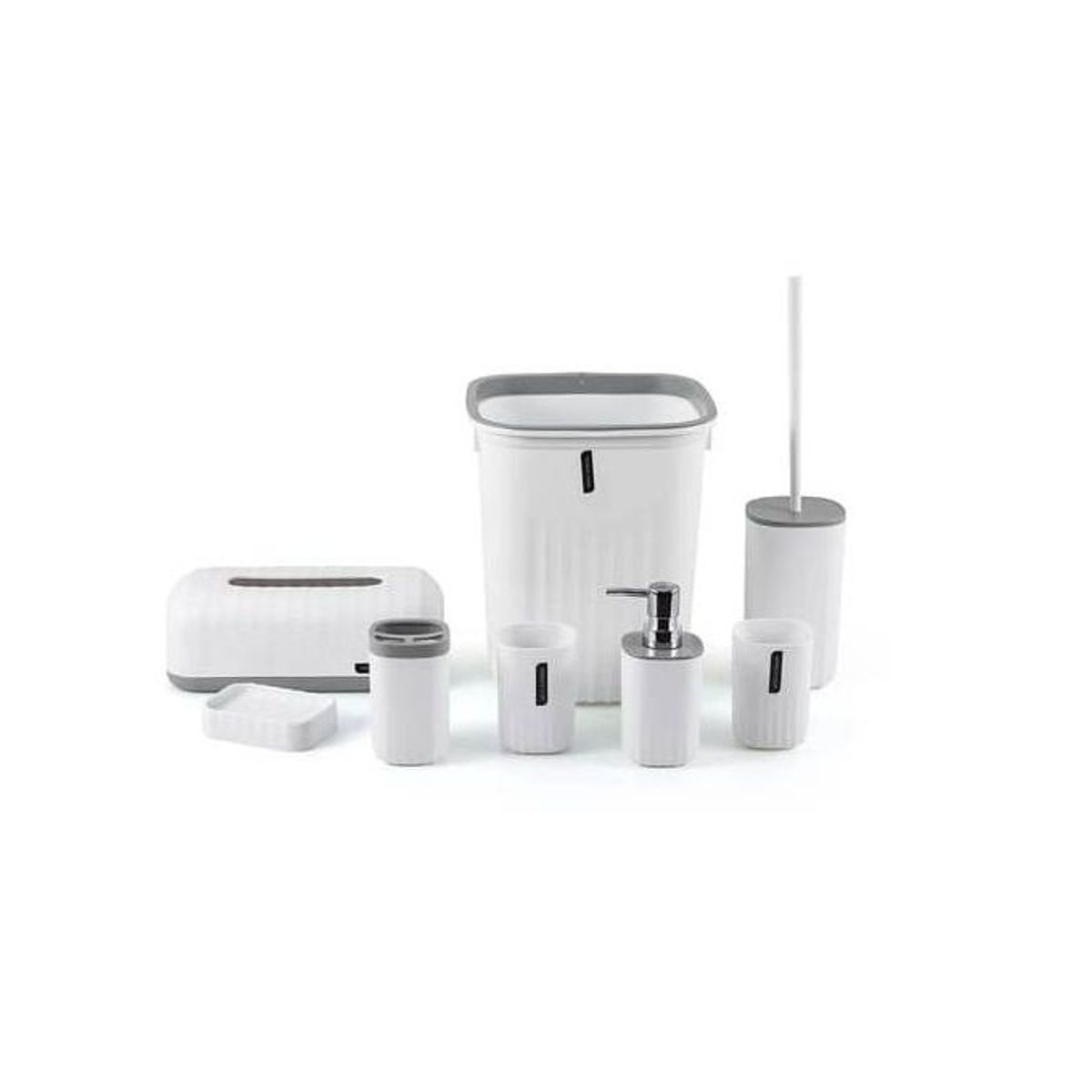 GENERICO - Juego Para Baño 6 Piezas Accesorio Bathroom Cuadrado Blanco