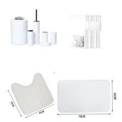 GENERICO - SET DE BAÑO COMBO ELEGANTE BLANCO 9 PIEZAS