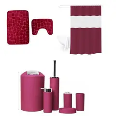 GENERICO - SET DE BAÑO COMBO ELEGANTE BURDEO 9 PIEZAS
