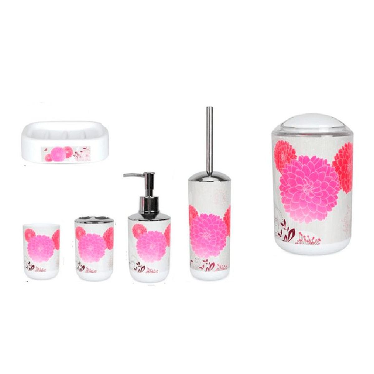 GENERICO - Set Juego De Baño 6 Piezas Accesorios Elegante Rosa