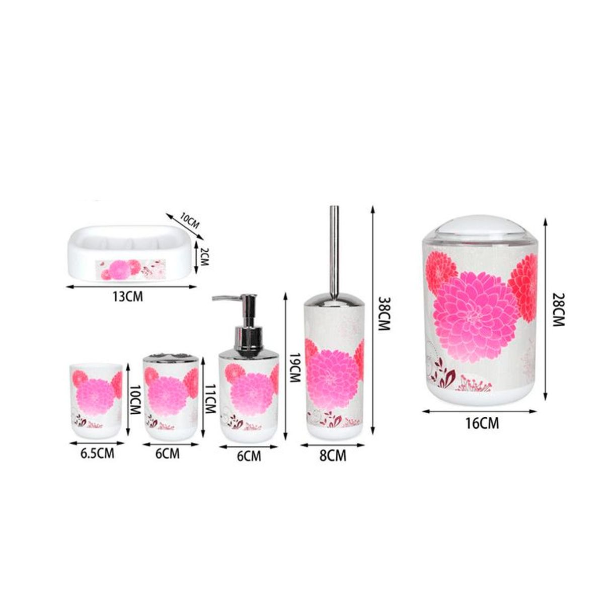 GENERICO - Set Juego De Baño 6 Piezas Accesorios Elegante Rosa