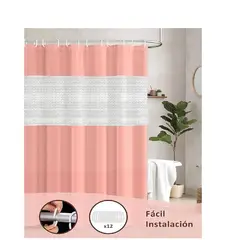 GENERICO - Cortina Ducha Baño 180x200 Decoración Rosa