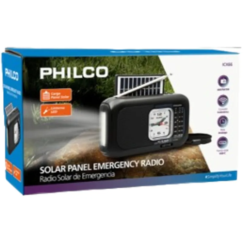 PHILCO - RADIO PORTÁTIL EMERGENCIA CPANEL SOLAR FMAMSW BT MP3 ICX66