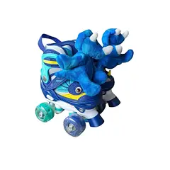 GENERICO - JUEGO PATIN 4 RUEDAS DINOJUEGO PATIN CON PELUCHE AZUL TALLA S 30-33