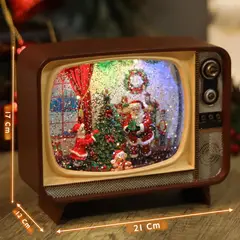 MOVI - Caja Musical Navideña Vintage con Luz y Nieve Flotante