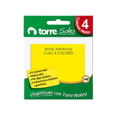 TORRE - Notas Adhesivas Neón 4 Colores 140Hj
