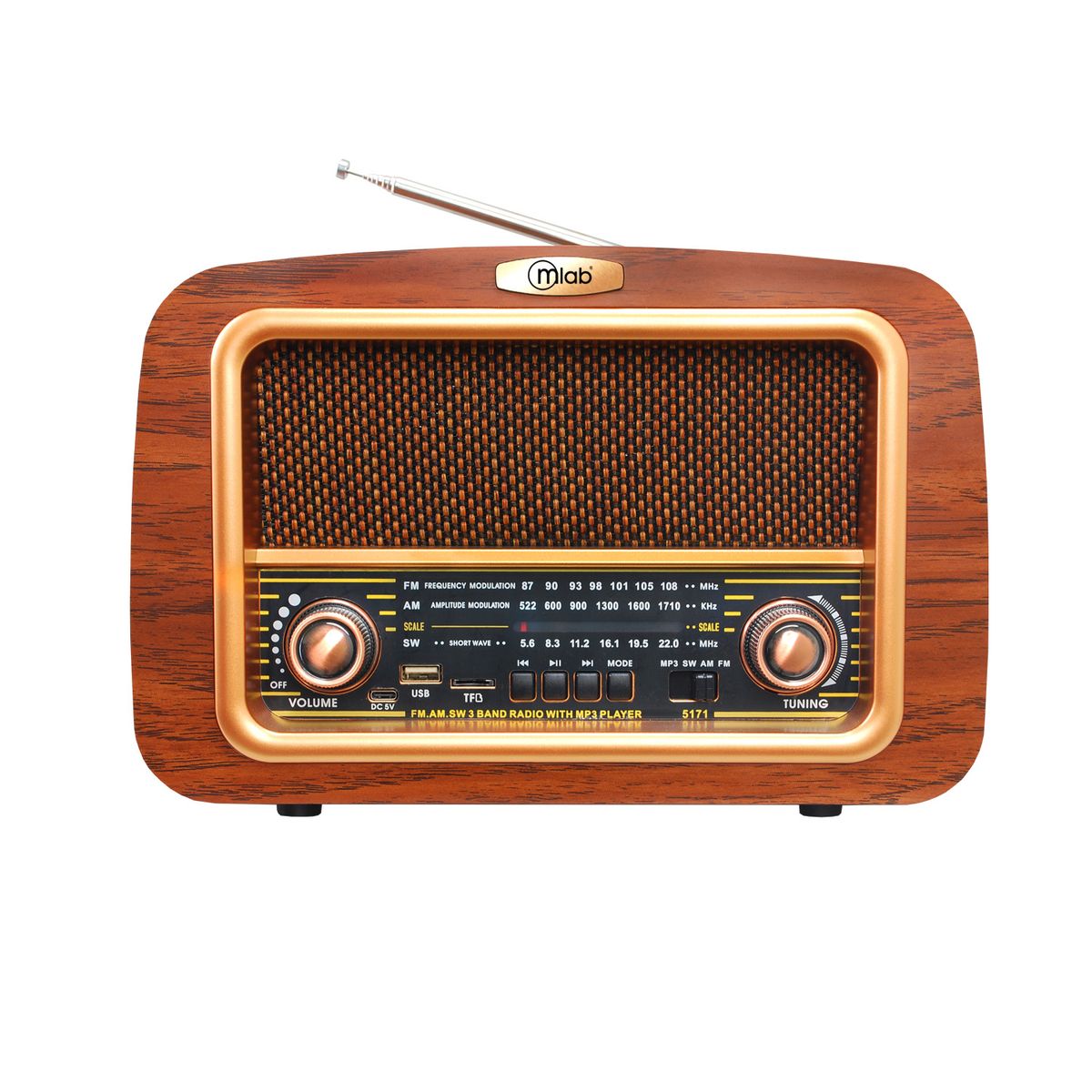 MLAB - RADIO PORTÁTIL RETRO NOSTALGIC 1950´S BT/FM/USB/USB-C 09470