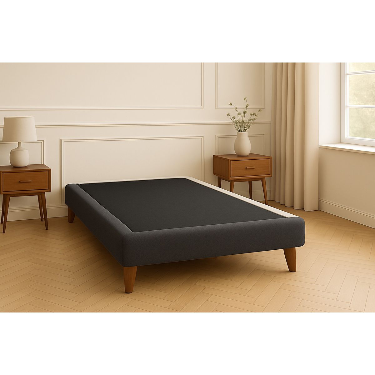 GENERICO - BASE DE 1.5 PLAZAS GRIS GRAFITO LINO