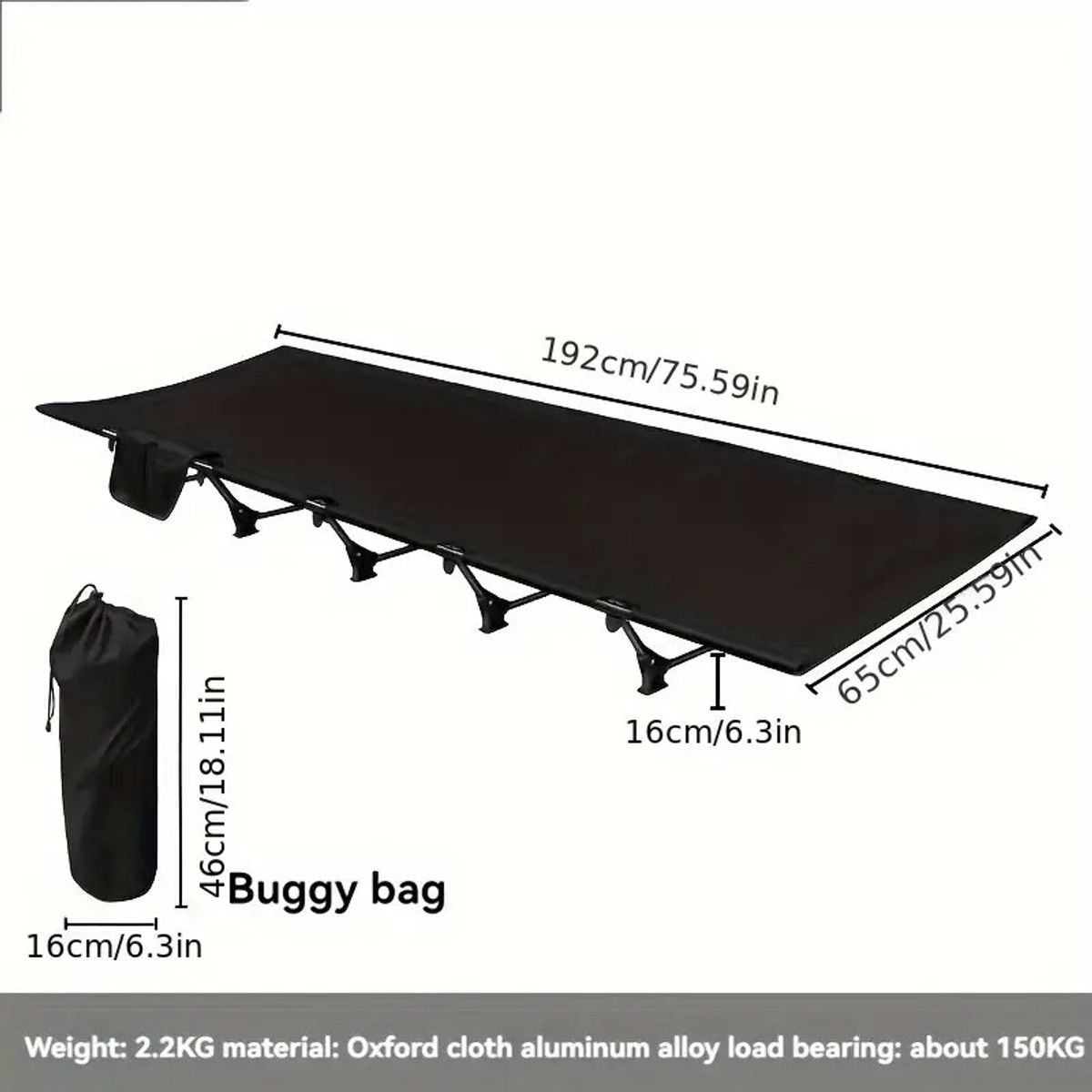 Cama Plegable Ligera Portatil Interior Y Camping Catre, marca EVERSO - Foto 2
