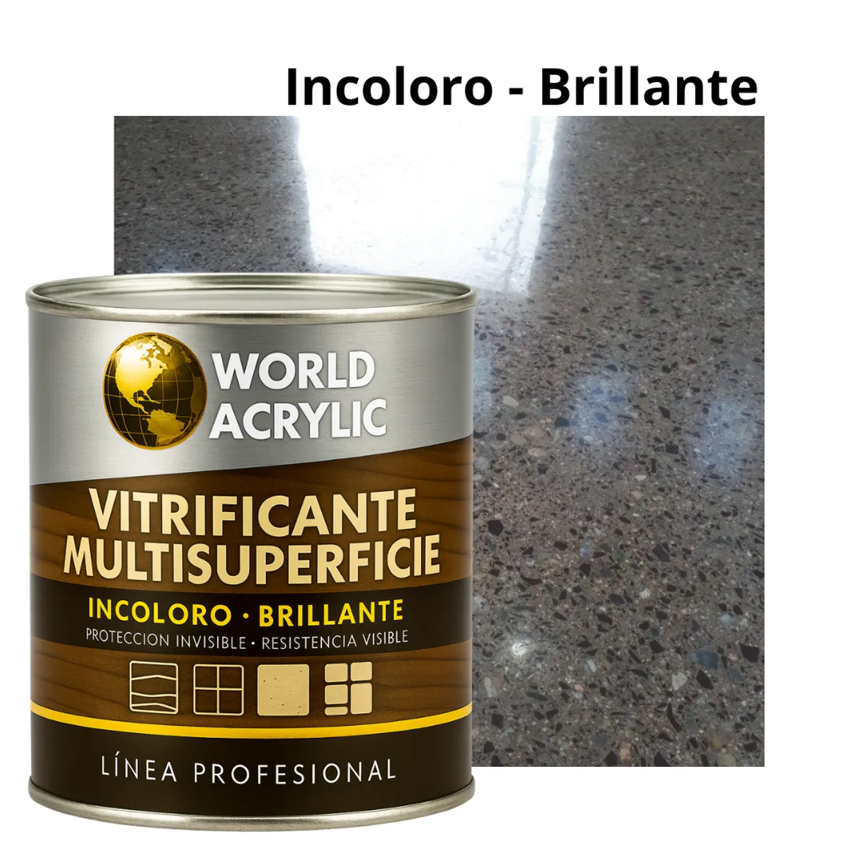 WORLD ACRYLIC - VITRIFICANTE MULTISUPERFICIE INCOLORO BRILLANTE CUARTO GALON