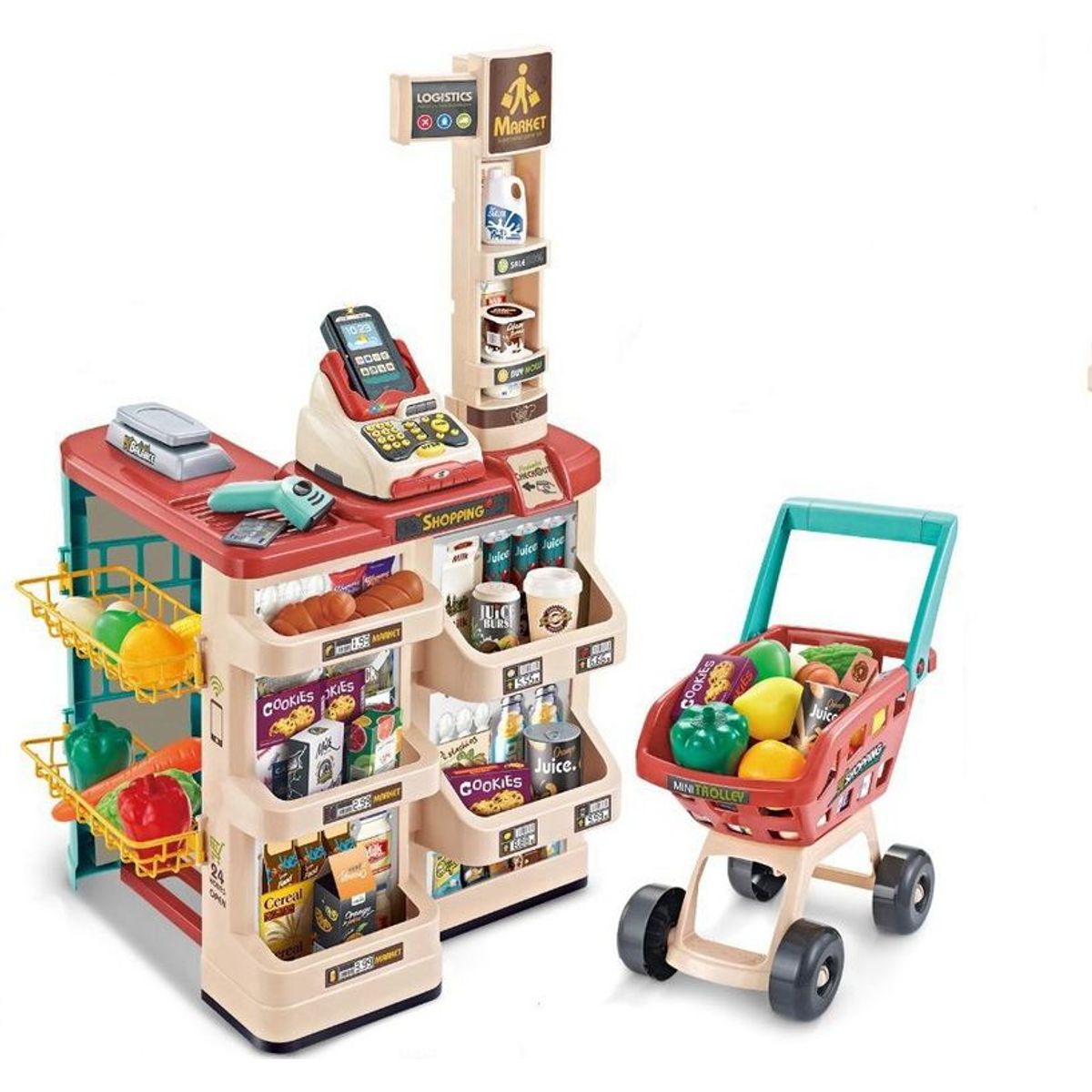 GENERICO - Supermercado Con Carro De Compras 48 Piezas Didáctico