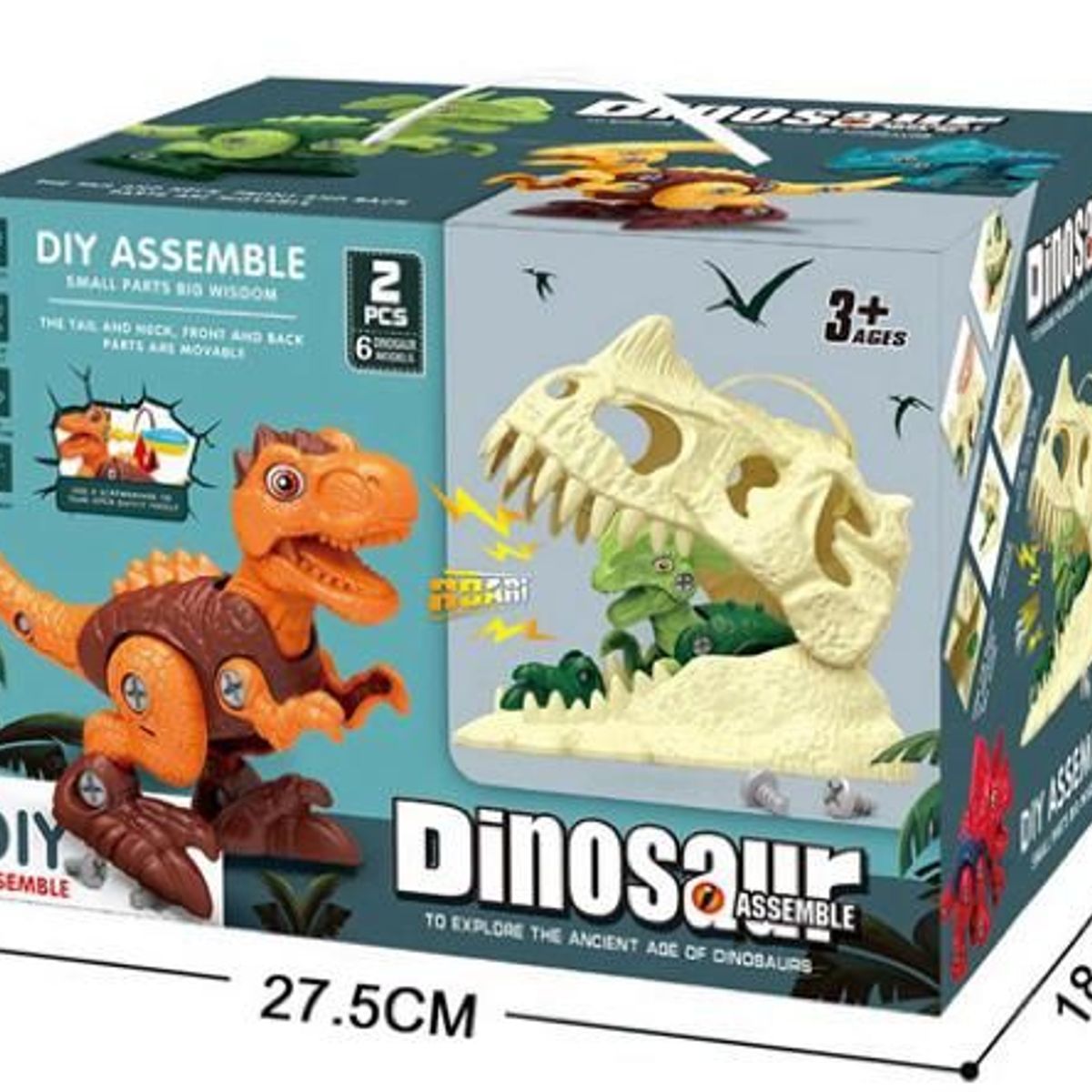 GENERICO - Juguete Didáctico 2 Dinosaurios Armables Juguete Niños