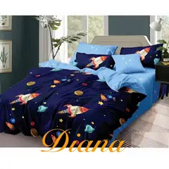 GENERICO - CUBRECAMA QUILT DE VERANO DELGADO DISEÑO INFANTIL COHETES 1.5 PLAZA
