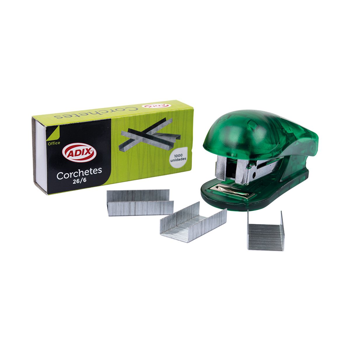 ADIX - Corchetera Bolsillo y Corchete Verde Adix