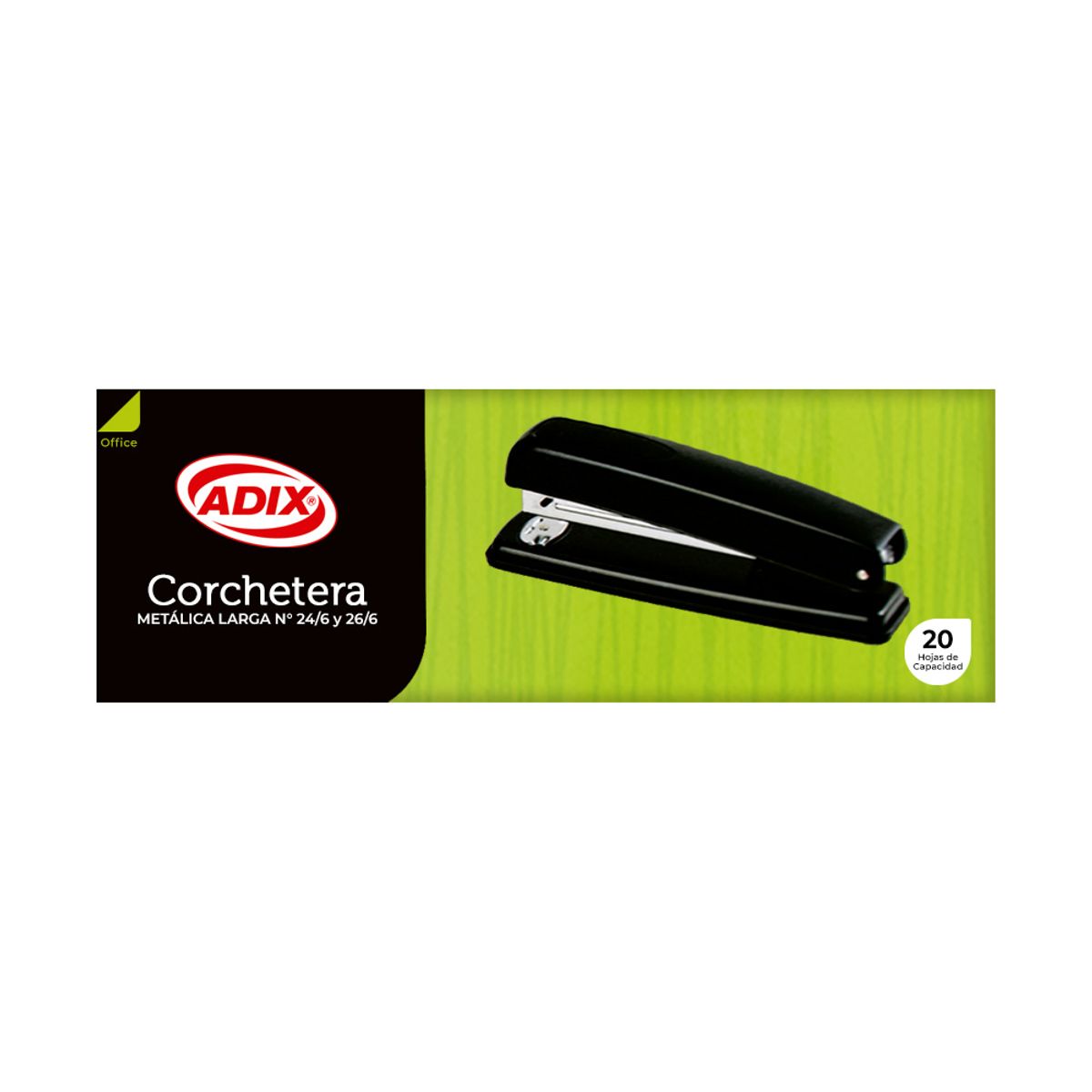 ADIX - Corchetera Metálica Larga 20Hj Negro Adix