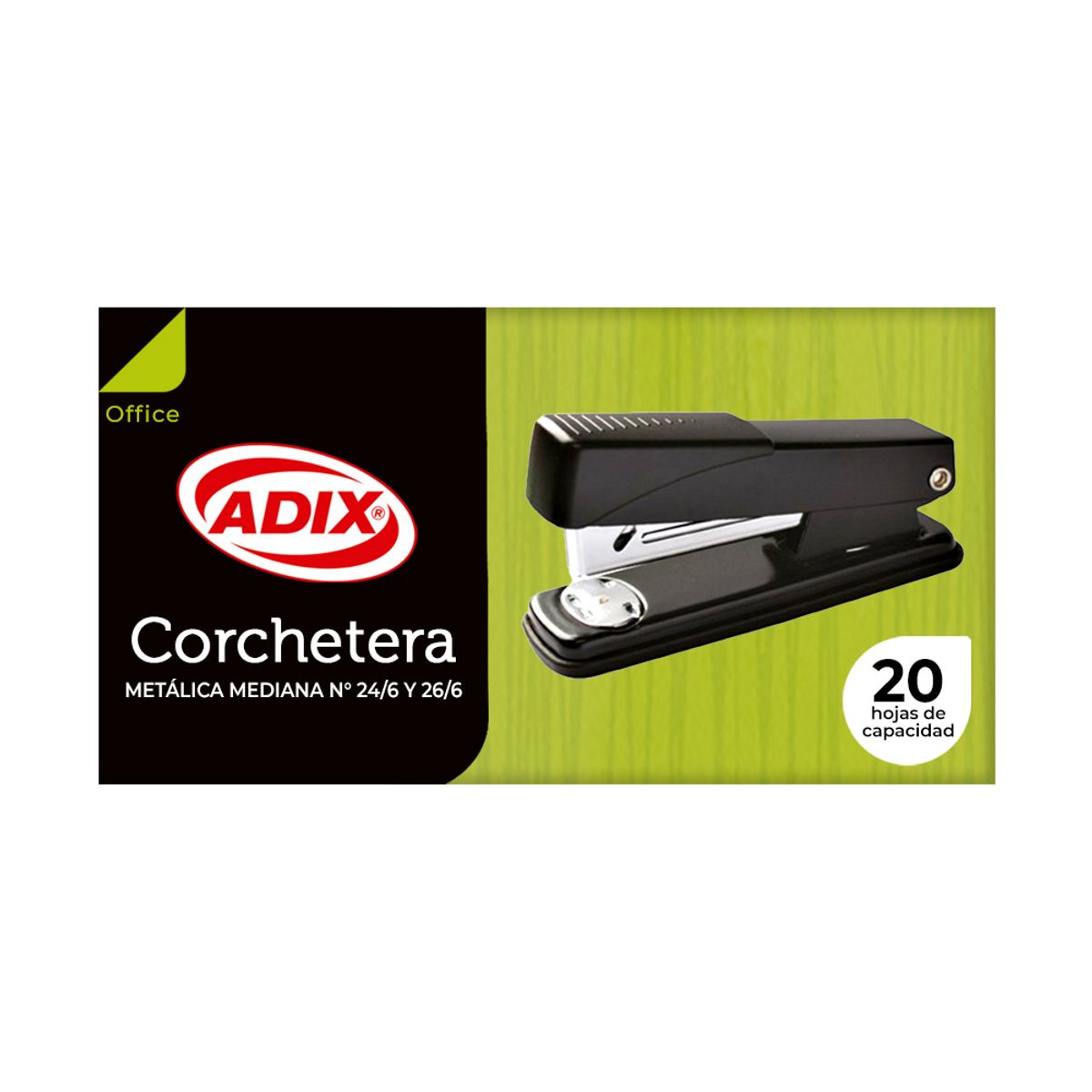ADIX - Corchetera Metálica Mediana Negro 20Hj Adix