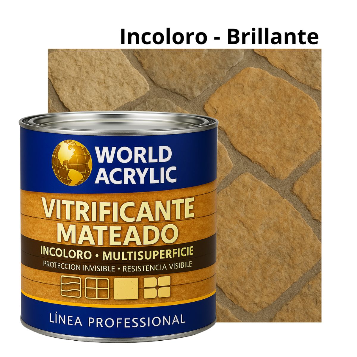 WORLD ACRYLIC - VITRIFICANTE MULTISUPERFICIE INCOLORO MATEADO - Octavo Galón