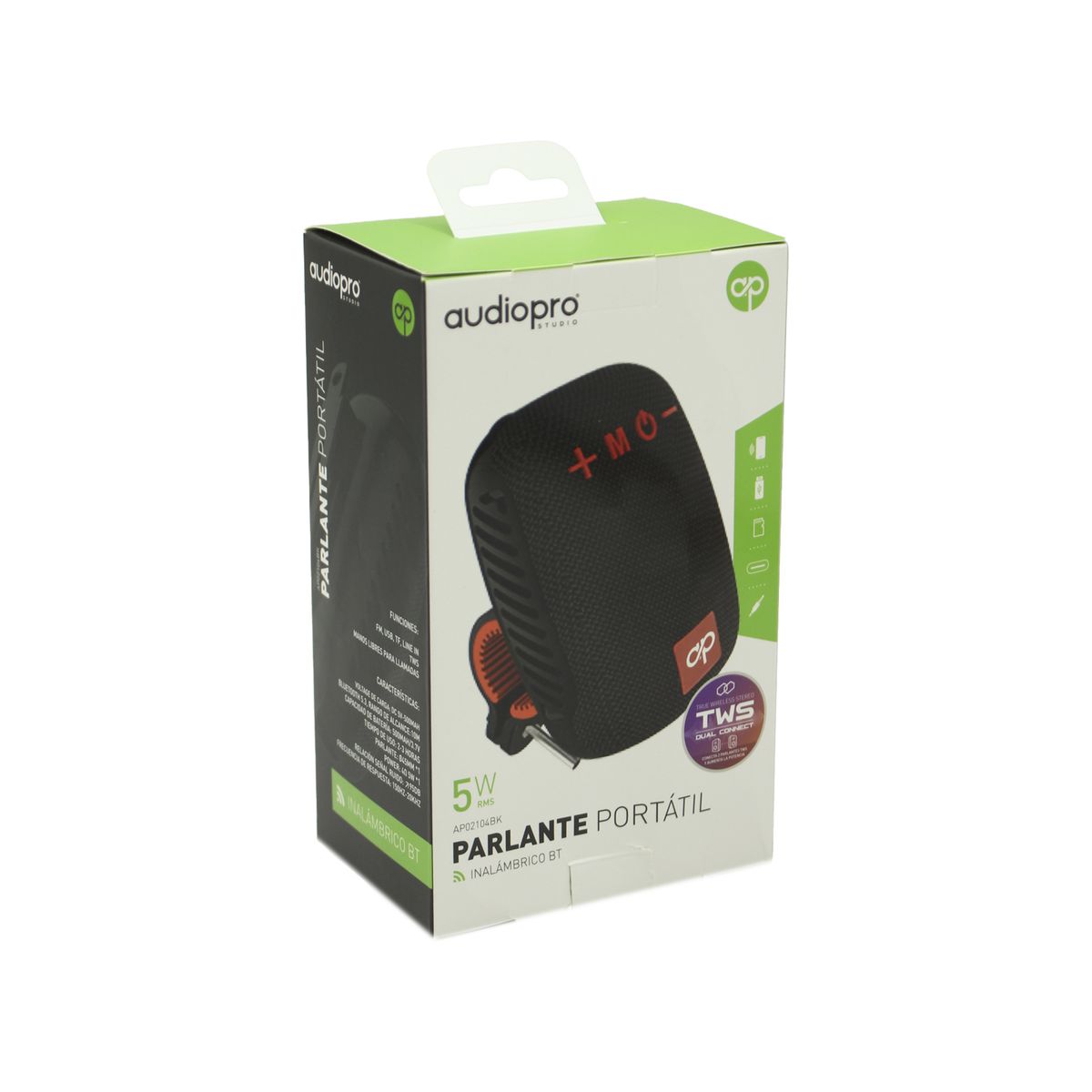 AUDIOPRO - PARLANTE PORTATIL BLUETOOTH PBICICLETA 5W FMUSB AP02104BK