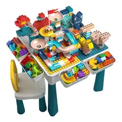 MOVI - Mesa de Juego Infantil con Silla y 102 piezas de Lego Unisex