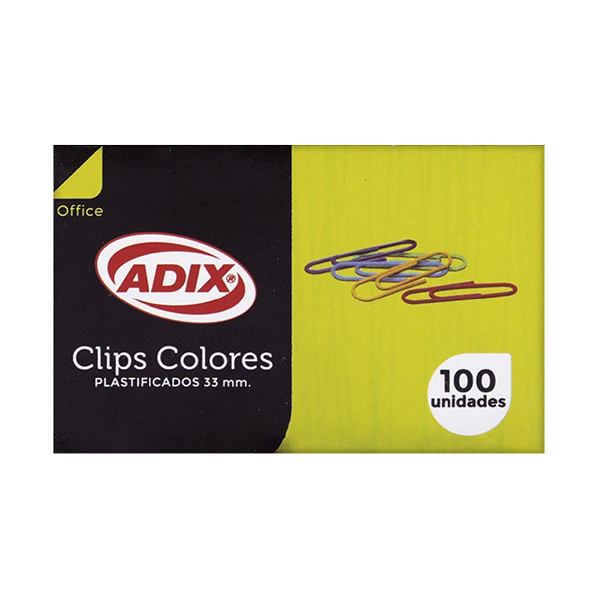 ADIX - Clip Metal 33mm Plastificado 100u Adix