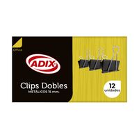 Clip Doble Mariposa 15mm Negro 12u