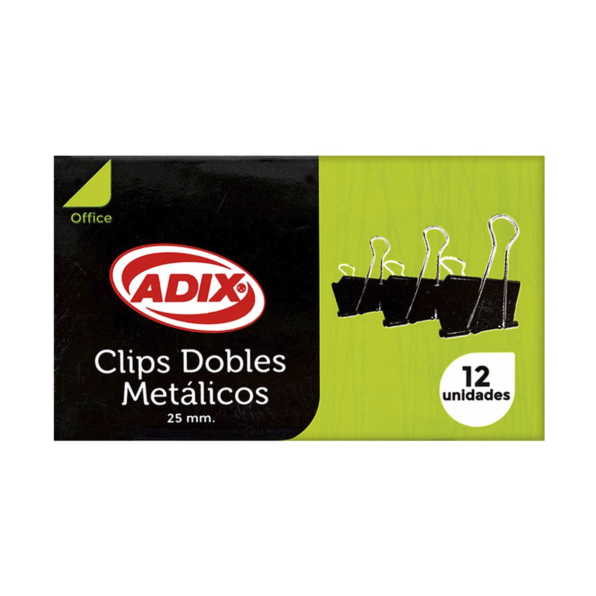 ADIX - Clip Doble Mariposa 25mm Negro 12u Adix