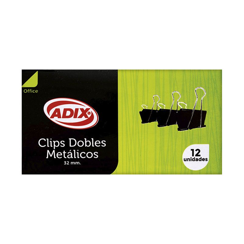 ADIX - Clip Doble Mariposa 32mm Negro 12u Adix