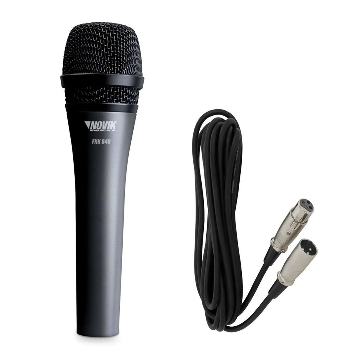 NOVIK NEO - Microfono Vocal De Mano Dinamico Novik FNK840 Con Cable XLR 45Mts