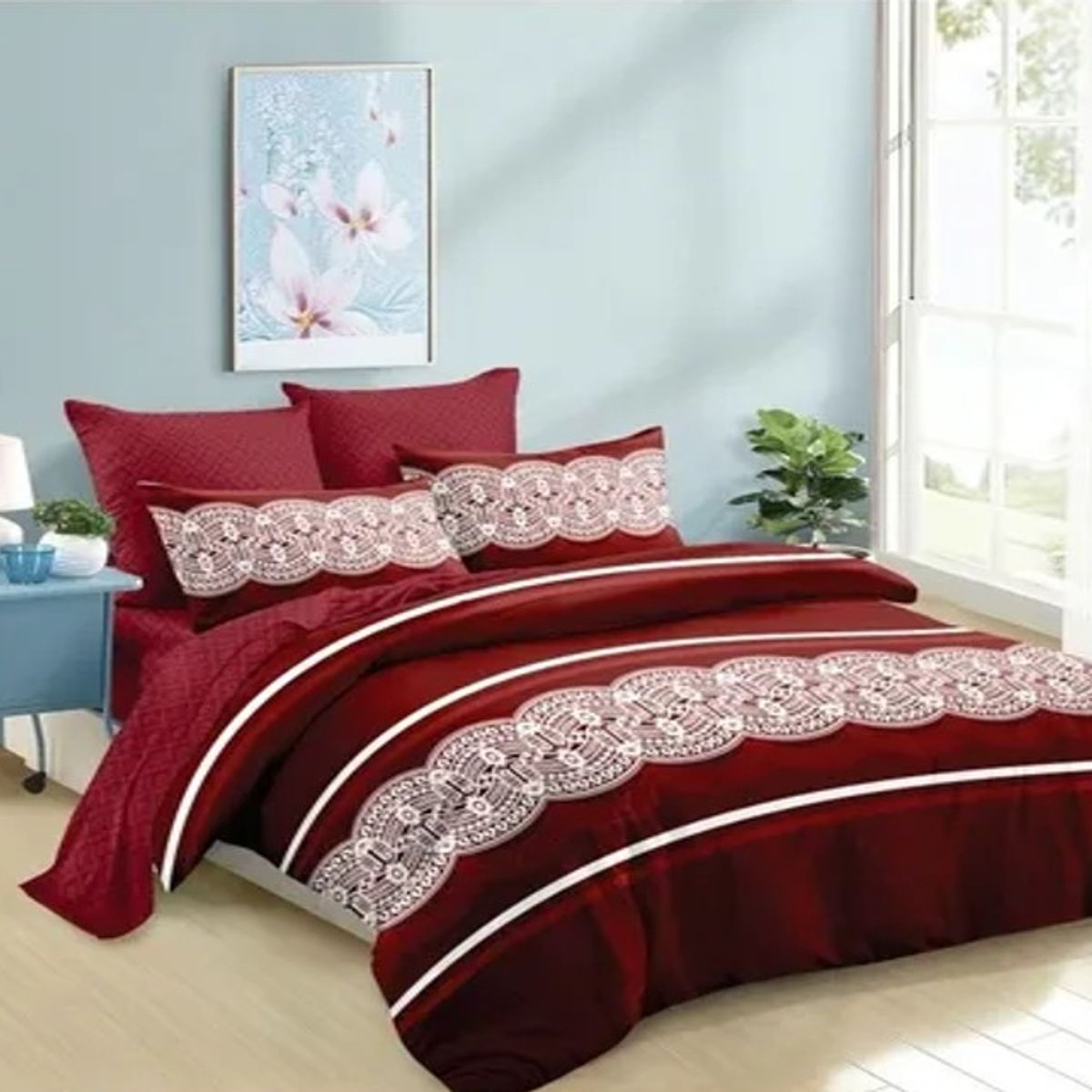 GENERICO - CUBRECAMA QUILT DE VERANO DELGADO DISEÑO BURDEO CLASICO 1.5 PLAZA