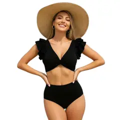 MEDIA LUNA - Traje De Baño 2 Piezas Vuelitos En Las Mangas