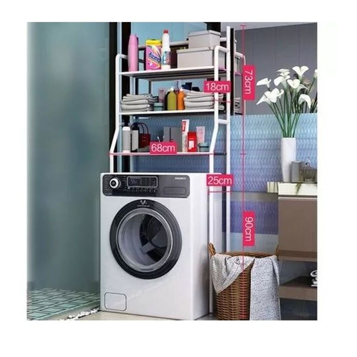 GENERICO - Organizador Estante De Lavadora Baño Metalico Rack 3 Niveles