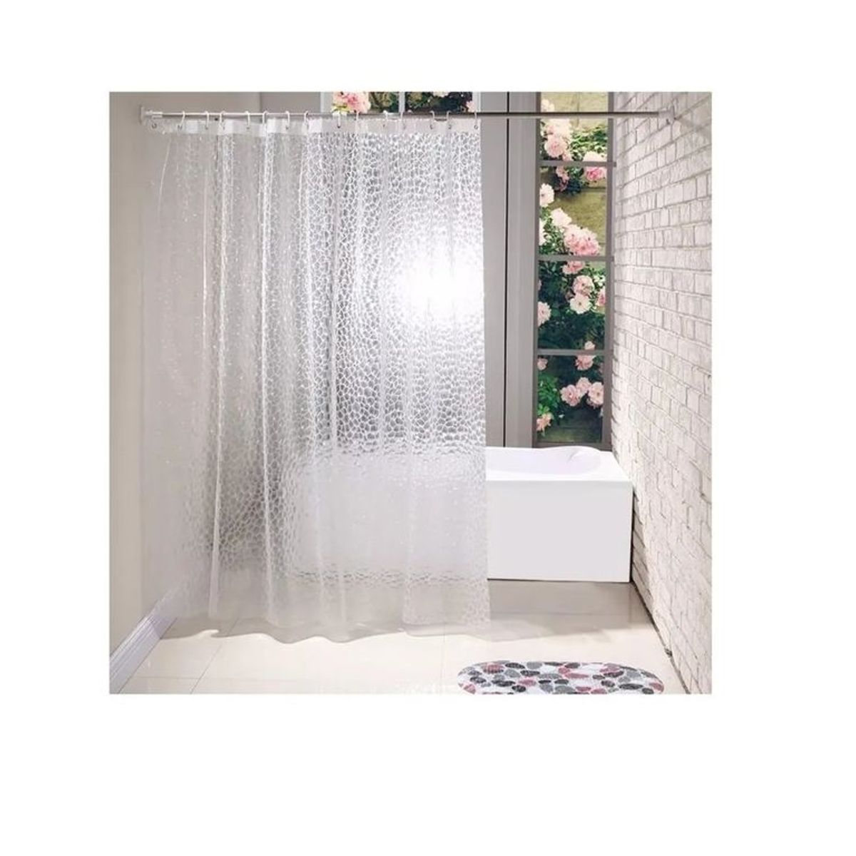 GENERICO - Cortina Forro De Baño Transparente Impermeable + 12 Argollas