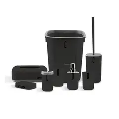 GENERICO - Juego Para Baño De 6 Piezas Accesorio Bathroom Cuadrado Negro