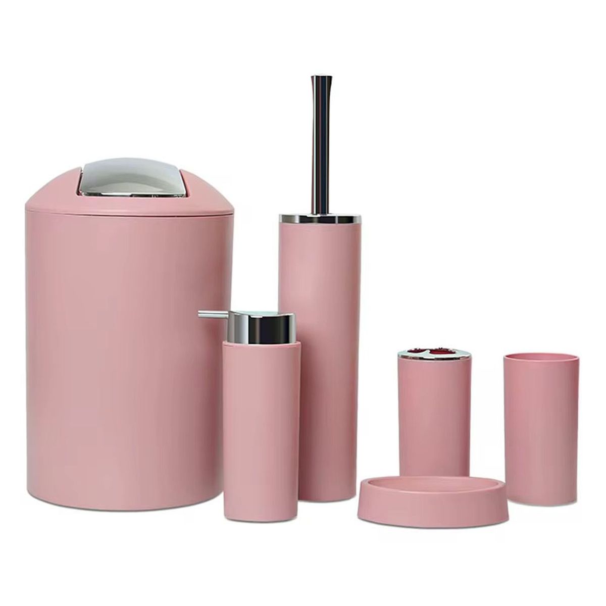 GENERICO - Set Juego De Baño 6 Piezas Accesorios Elegante Rosa