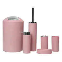 GENERICO - Set Juego De Baño 6 Piezas Accesorios Elegante Rosa