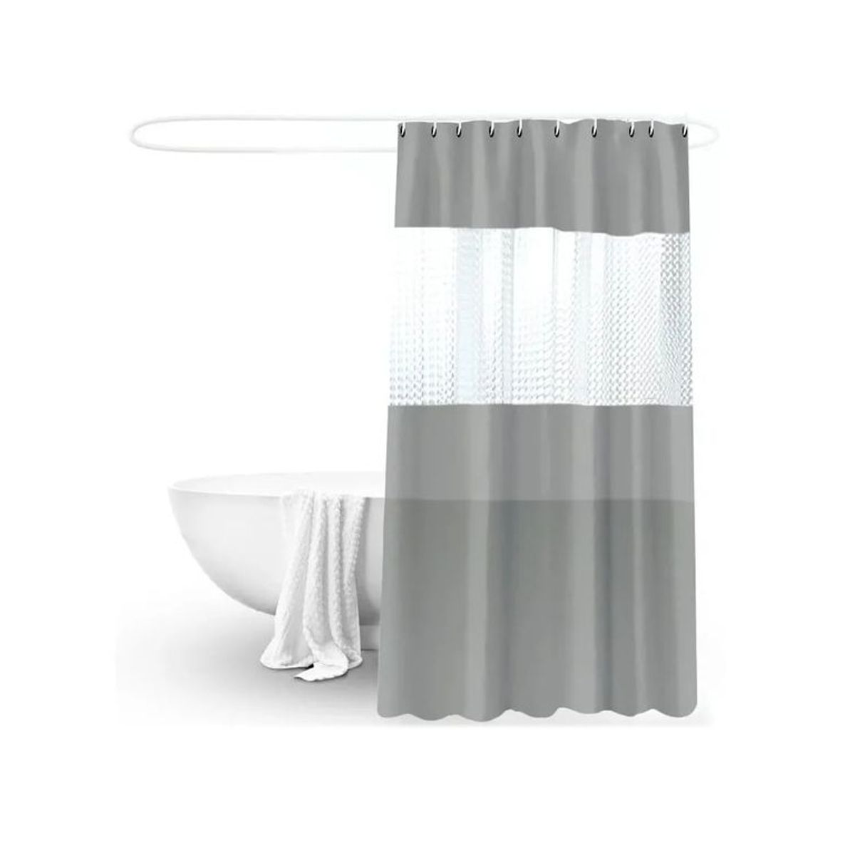 GENERICO - Cortina Ducha Baño 180x200 Decoración Gris