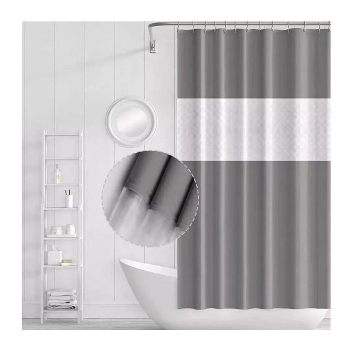 GENERICO - Cortina Ducha Baño 180x200 Decoración Gris
