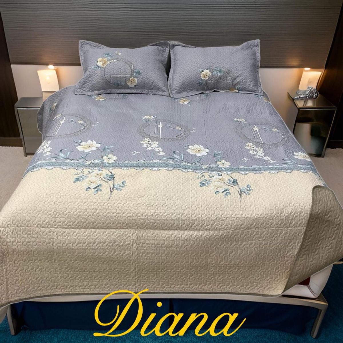 GENERICO - CUBRECAMA QUILT DE VERANO DELGADO DISEÑO DUOCOLOR FLOR 1.5 PLAZA