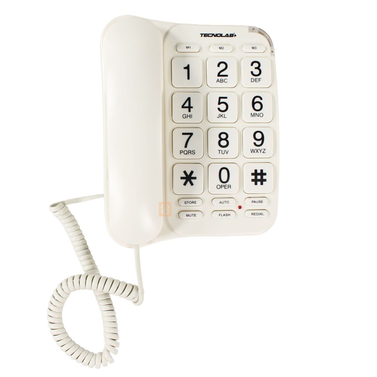 TECNOLAB - Teléfono Fijo Sobremesa 3 Teclas Rápidas Blanco - SC