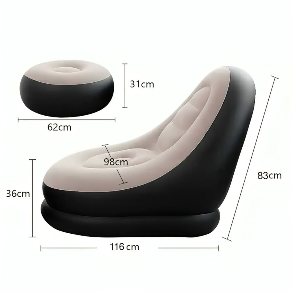 GENERICO - Sofá Tumbona Inflable Puff Inflable Reposa Pies + Inflador